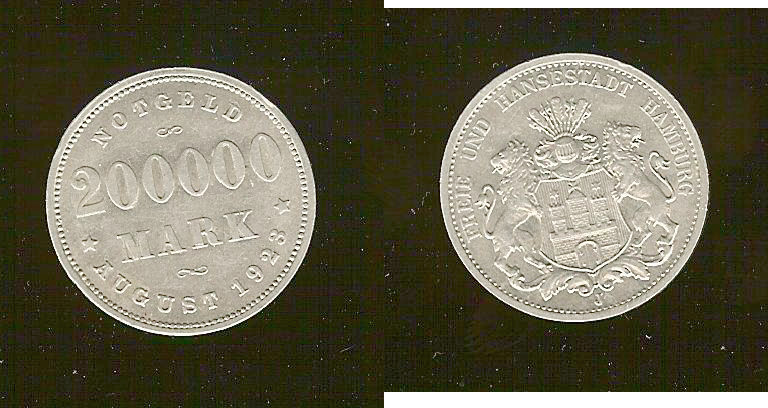 Allemagne Hamburg Notgeld 200000 mark 1923 SUP+